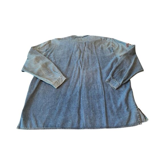 Vtg Northern Isles Womans‎ 16w Denim Mountaineers Map Embroidered Button Up - Picture 8 of 8